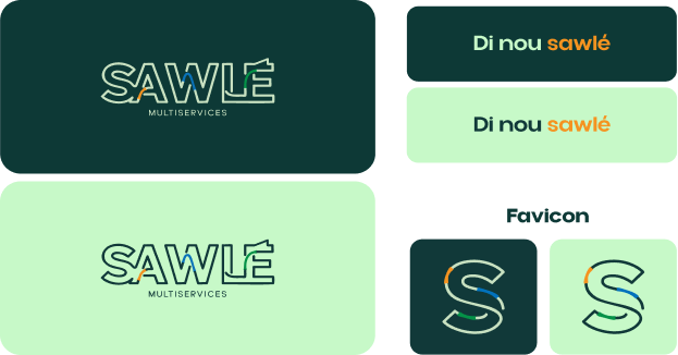 Déclinaisons du logo Sawlé : versions principale, secondaire et favicon