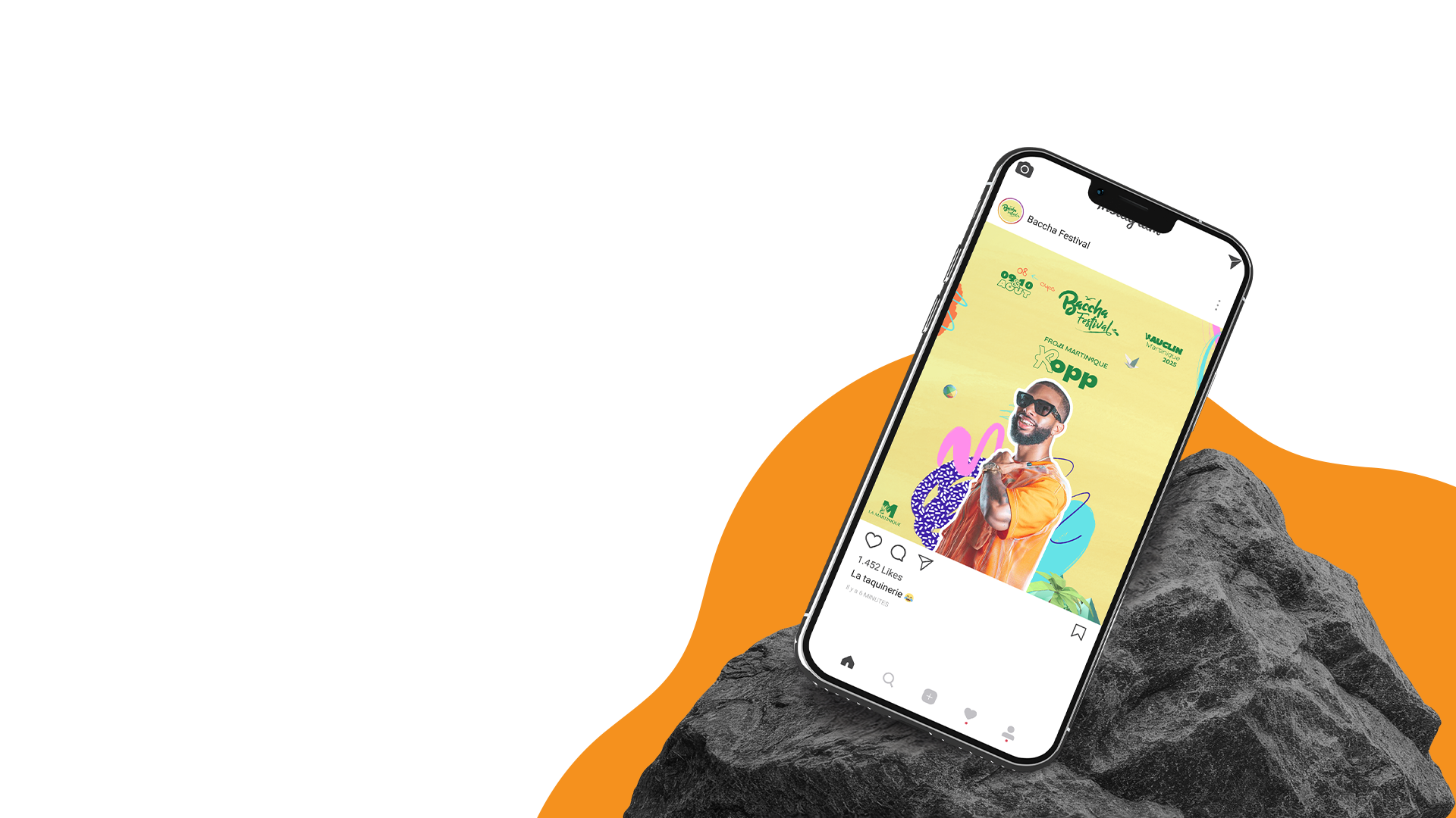 Baccha festival, présentation social media sur smartphone